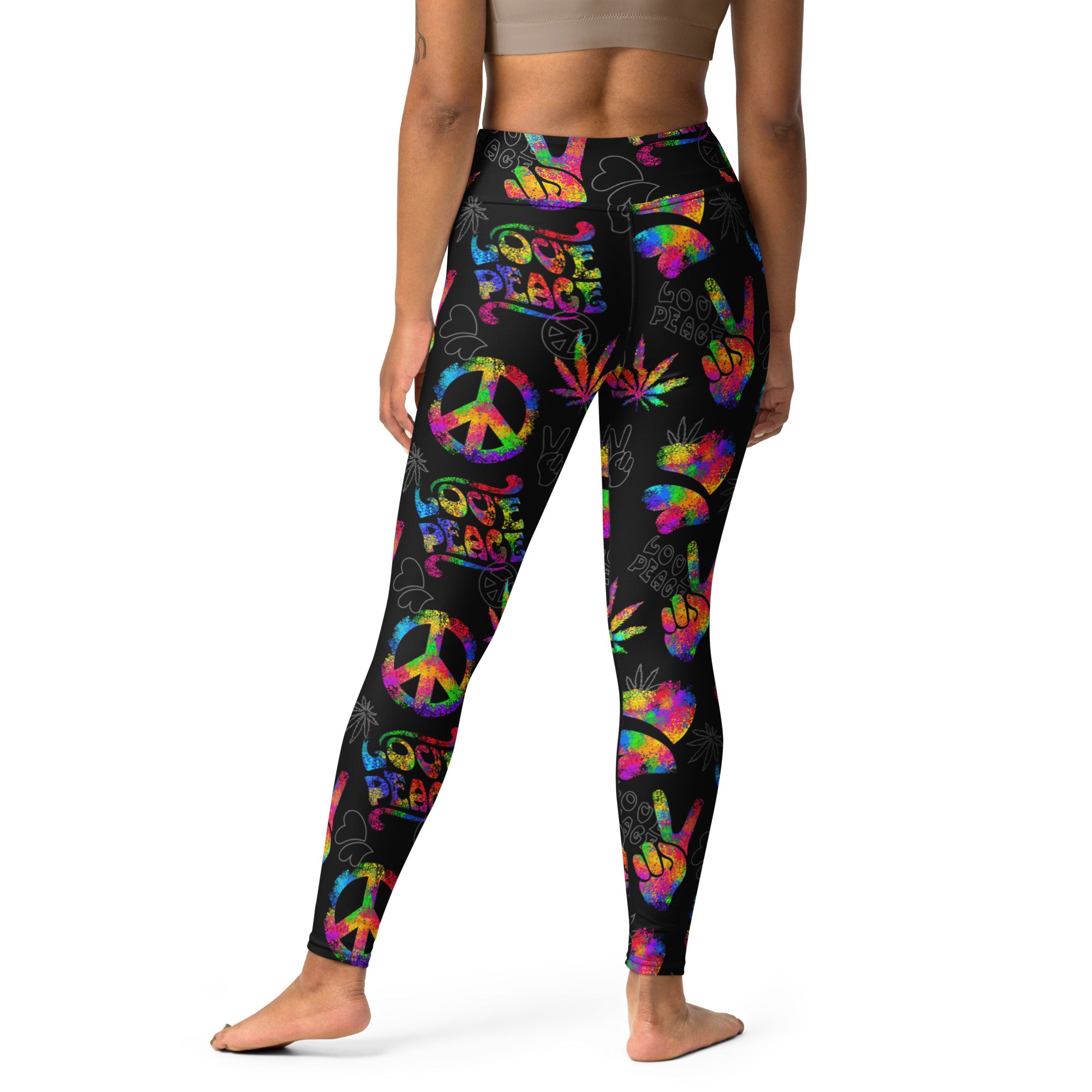 SHE REBEL - Neon Love & Peace Neon Yoga Leggings